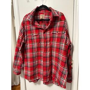 Red Head brand Duck 3XL men's red plaid flannel long-sleeve button-down shirt